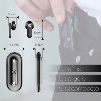 Ksix Leaf Auriculares Inalámbricos con Micrófono Negros Ksix Leaf Auriculares Inalámbricos con Micrófono Negros