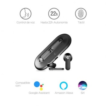 Ksix Leaf Auriculares Inalámbricos con Micrófono Negros Ksix Leaf Auriculares Inalámbricos con Micrófono Negros