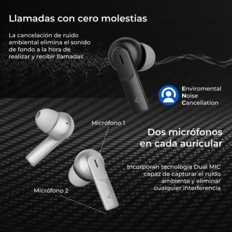 Ksix Meteor Auriculares Inalámbricos con Estuche Metálico Control Táctil Rosa