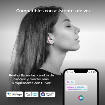 Ksix Meteor Auriculares Inalámbricos con Estuche Metálico Control Táctil Rosa