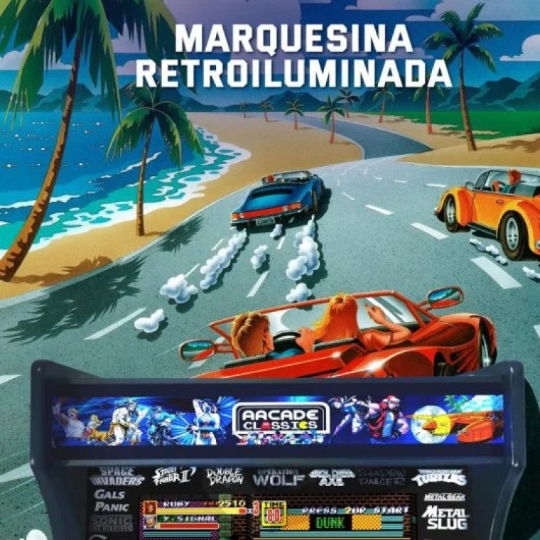 UnicView Bartop Maquina Recreativa de 19" 4:3 con 9800 Juegos Pandora Box DX 2 Plus Modelo Outrun