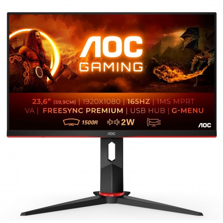 AOC C24G2U/BK 23.6" LED FullHD 165Hz FreeSync Premium Curva