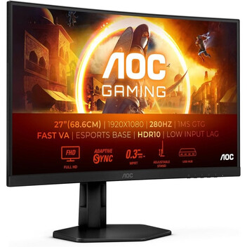 Monitor AOC C27G4ZXU 27" LED Fast VA FullHD 280Hz Altavoces Altura Ajustable Adaptive Sync Curva Monitor AOC C27G4ZXU 27" LED Fast VA FullHD 280Hz Altavoces Altura Ajustable Adaptive Sync Curva