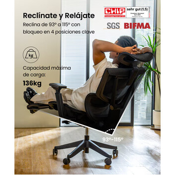 Silla Ergonómica Multi-Ajustable con Soporte Lumbar Dividido (C7)(C7G-Air-Pro)