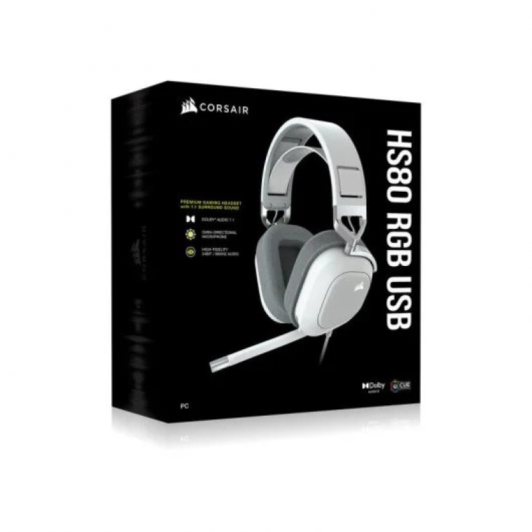 Corsair HS80 RGB USB Auriculares Gaming 7.1 Blancos