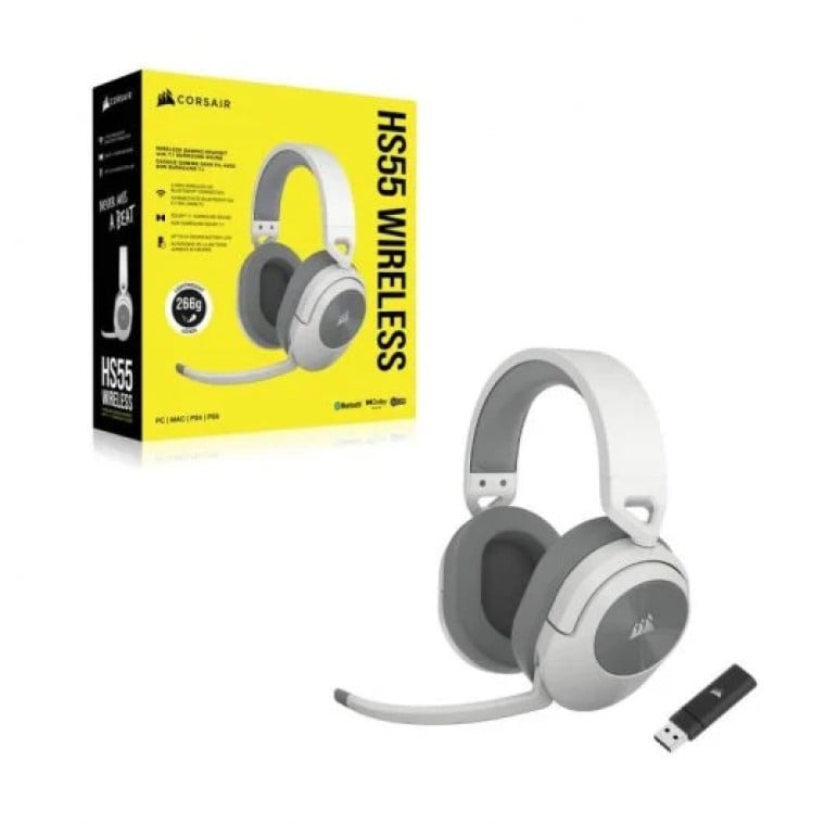 Corsair HS55 Wireless Auriculares Inalámbricos Gaming Blancos