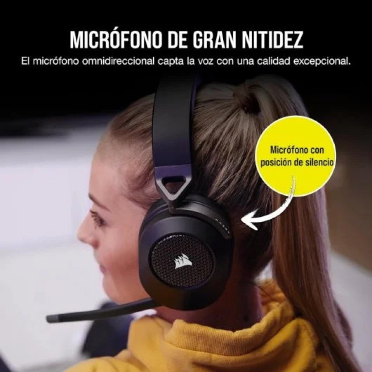 Corsair HS65 Wireless V2 Auriculares Gaming Inalámbricos 7.1 Negros