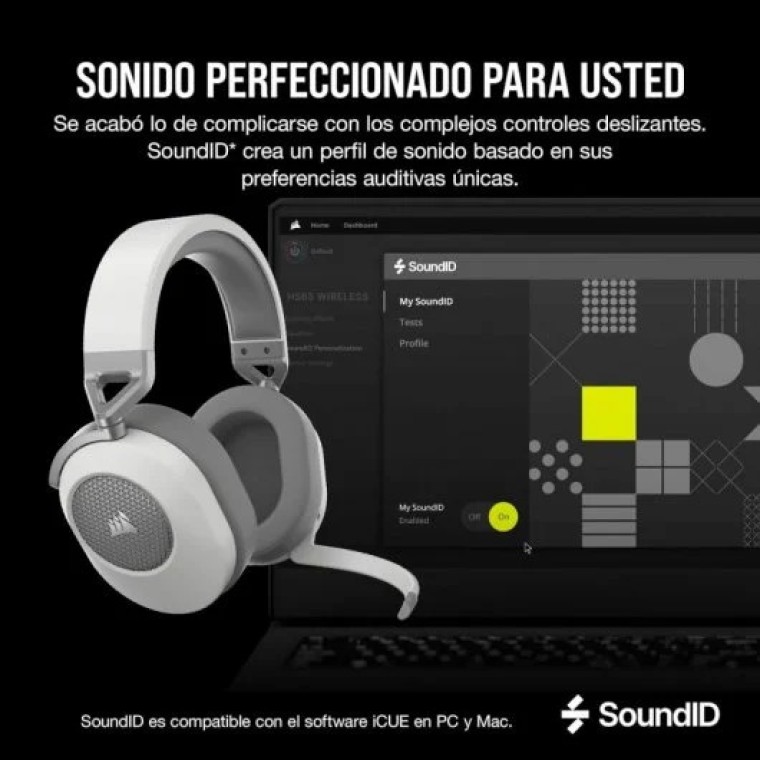 Corsair HS65 Wireless V2 Auriculares Gaming Inalámbricos 7.1 Blancos