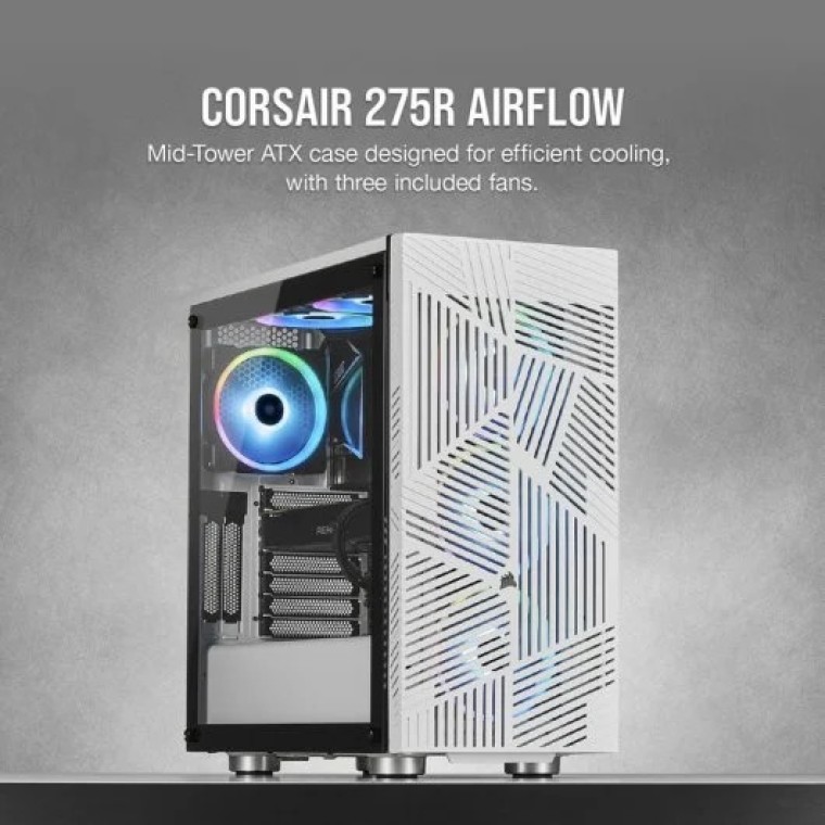 Corsair 275R Cristal Templado USB 3.0 Blanca