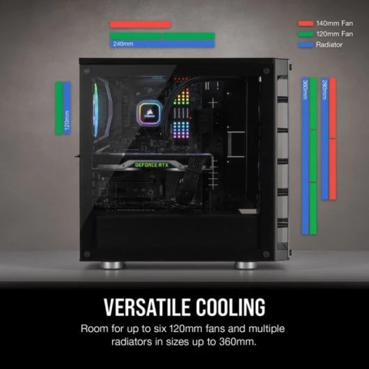 Corsair iCUE 465X RGB Cristal Templado USB 3.0 Negra