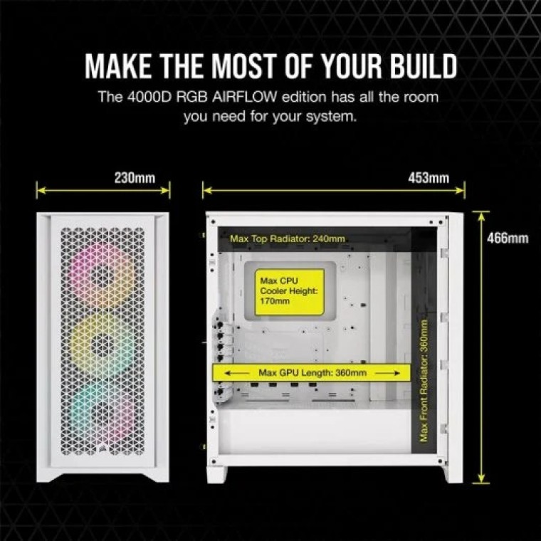 Corsair iCUE 4000D RGB AIRFLOW Cristal Templado USB 3.2 Blanca