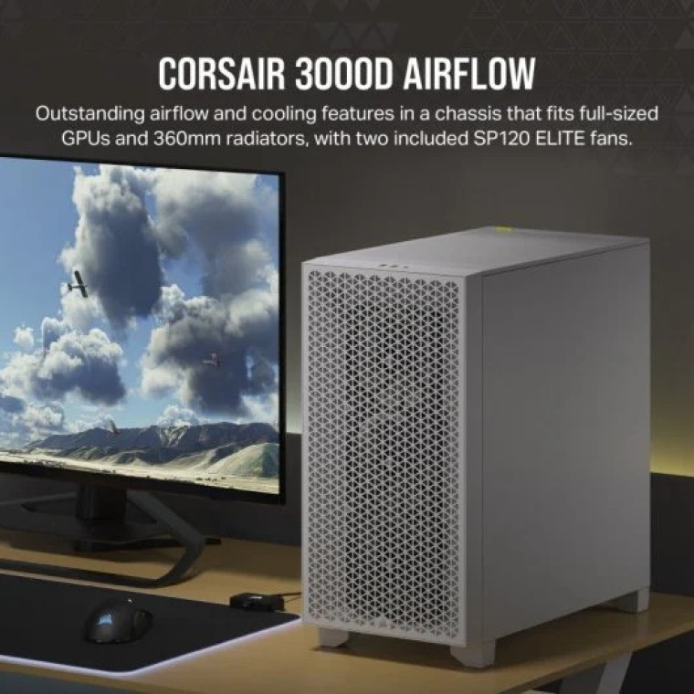 Corsair 3000D AIRFLOW Cristal Templado USB 3.0 Blanca