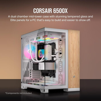 Torre PC Corsair 6500X Semitorre ATX Doble Cristal Templado USB-C Blanco Bambú