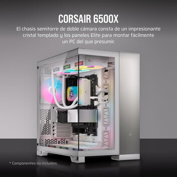 Torre PC Corsair 6500X Semitorre ATX Doble Cristal Templado USB-C Blanco/Aluminio
