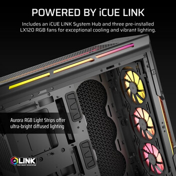 Torre PC Corsair iCUE LINK 5000T LX RGB Mid Tower EATX Cristal Templado USB-C Negra