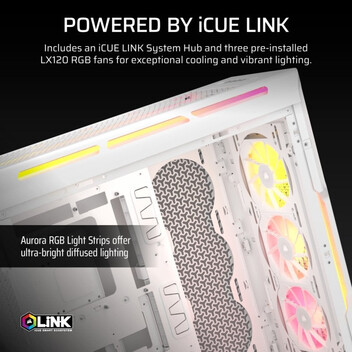 Torre PC Corsair iCUE LINK 5000T LX RGB Mid Tower EATX Cristal Templado USB-C Blanca Torre PC Corsair iCUE LINK 5000T LX RGB Mid Tower EATX Cristal Templado USB-C Blanca