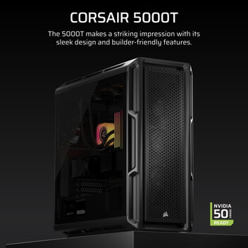 Torre PC Corsair 5000T Mid Tower EATX Cristal Templado USB-C Negra