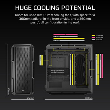 Torre PC Corsair 5000T Mid Tower EATX Cristal Templado USB-C Negra