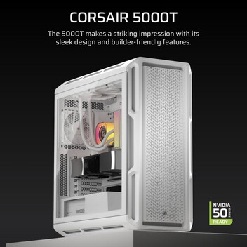 Torre PC Corsair 5000T Mid Tower EATX Cristal Templado USB-C Blanca