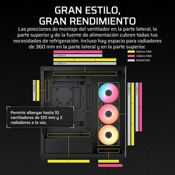 Torre PC Caja PC Corsair 3500X RS-R ARGB Semitorre Negro 3 Ventiladores Vidrio Templado