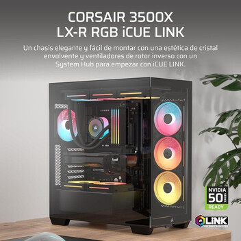 Torre PC Corsair 3500X LX-R RGB Vidrio Templado 3x Ventiladores Soporte E-ATX Gestión Avanzada de Ca Torre PC Corsair 3500X LX-R RGB Vidrio Templado 3x Ventiladores Soporte E-ATX Gestión Avanzada de Ca