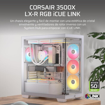 Torre PC Corsair 3500X LX-R RGB Vidrio Templado 3 Ventiladores ATX/E-ATX Gestión Avanzada RGB y Cabl Torre PC Corsair 3500X LX-R RGB Vidrio Templado 3 Ventiladores ATX/E-ATX Gestión Avanzada RGB y Cabl
