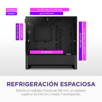 Torre PC Torre NZXT H3 Flow Negro Vidrio Templado Micro ATX Mini-ITX Midi Tower Torre PC Torre NZXT H3 Flow Negro Vidrio Templado Micro ATX Mini-ITX Midi Tower