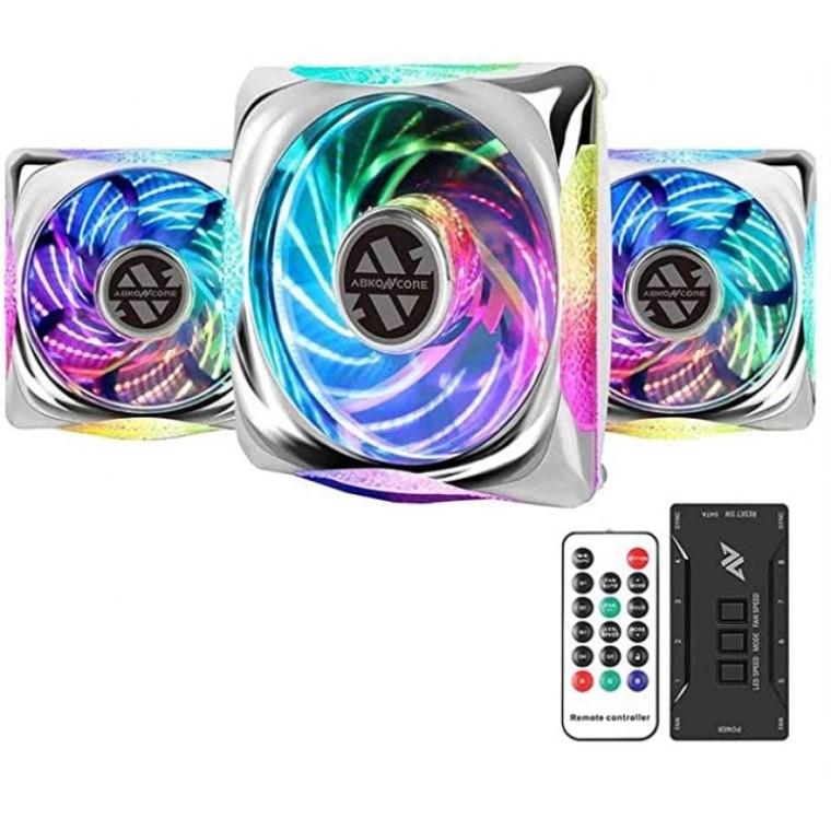 Abkoncore CY120 Spectrum Sync Kit 3 Ventiladores 120mm Blancos + Mando + Hub