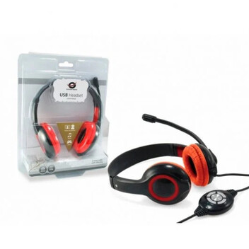 Conceptronic Auriculares USB con Control de Volumen Rojos