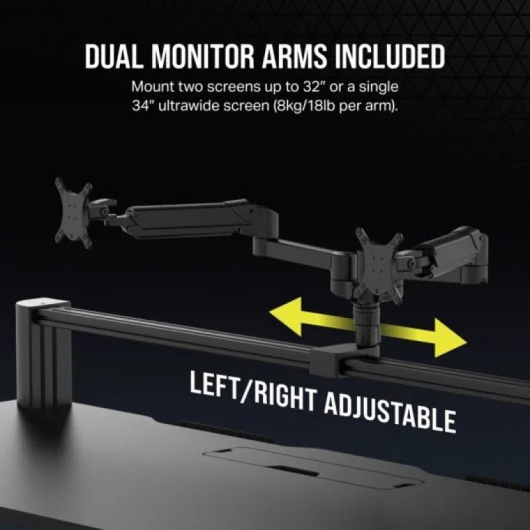 Corsair Platform:6 Elevate Mesa Elevable Eléctrica con Soporte de Monitor 180x76cm Negra