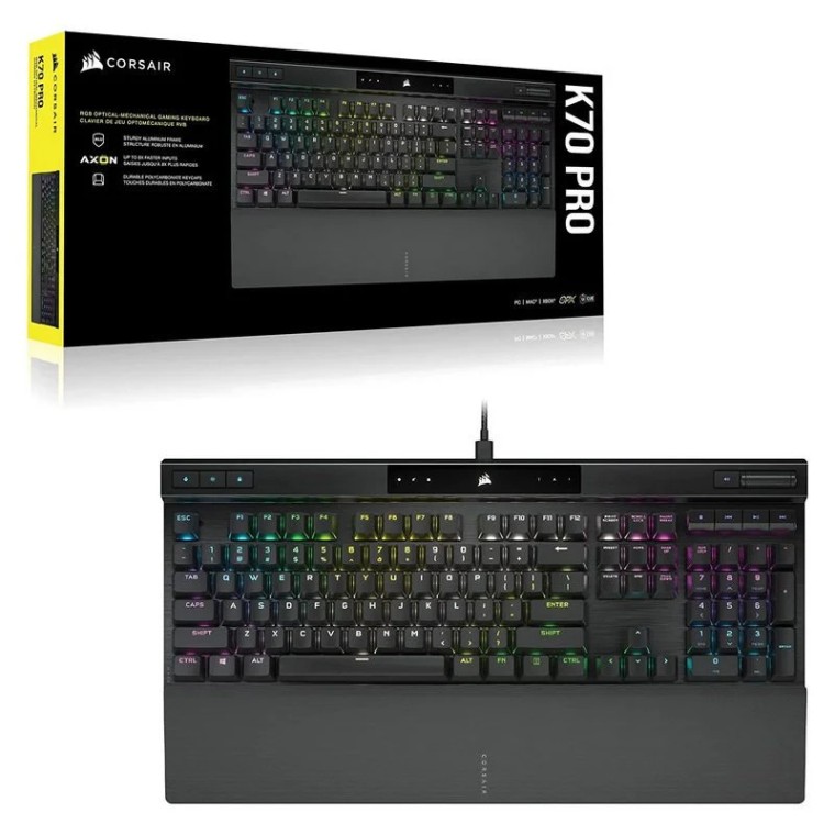 Corsair K70 PRO RGB Teclado Mecánico Gaming Switch Óptico-Mecánico Corsair OPX Negro