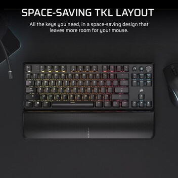 Corsair K70 CORE TKL Teclado Mecánico Gaming Inalámbrico RGB Switch MLX Red V2 Negro Corsair K70 CORE TKL Teclado Mecánico Gaming Inalámbrico RGB Switch MLX Red V2 Negro