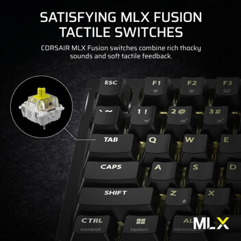 Corsair K65 PLUS WIRELESS 75% Teclado Mecánico Gaming Inalámbrico Bluetooth Switch MLX Fusion Negro