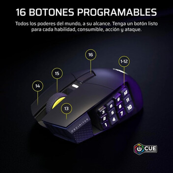 Ratón Corsair inalámbrico Scimitar ELITE WL SE. 33000 DPI 16 botones Key Slider RGB 150h batería Neg