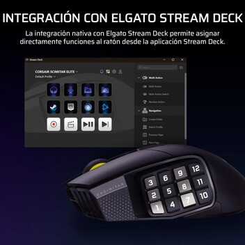 Ratón Corsair inalámbrico Scimitar ELITE WL SE. 33000 DPI 16 botones Key Slider RGB 150h batería Neg