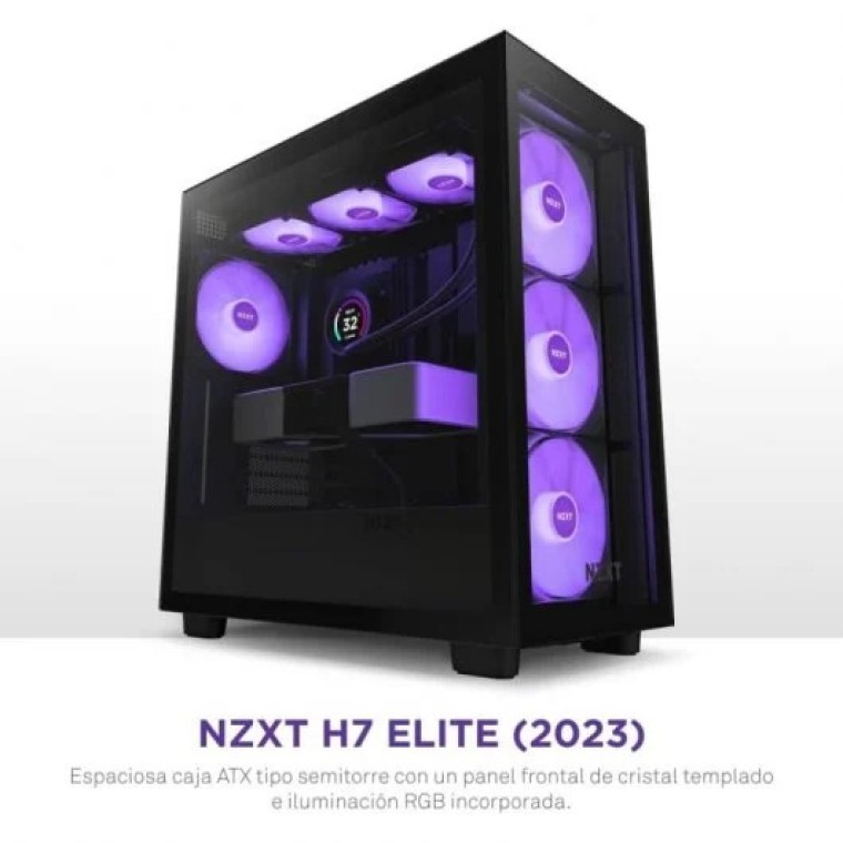 NZXT H7 Elite RGB 2023 Cristal Templado USB 3.2 Negra