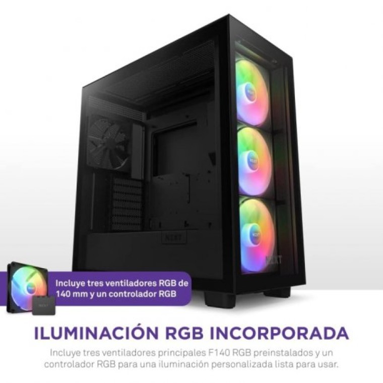 NZXT H7 Elite RGB 2023 Cristal Templado USB 3.2 Negra