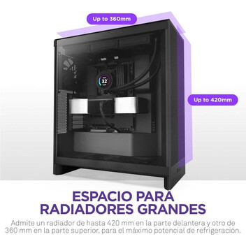 Torre PC NZXT H7 Flow 2024 Cristal Templado USB 3.2 Negra