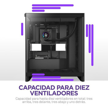 Torre PC NZXT H7 Flow 2024 Cristal Templado USB 3.2 Negra