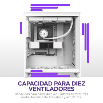 Torre PC NZXT H7 Flow 2024 Cristal Templado USB 3.2 Blanca