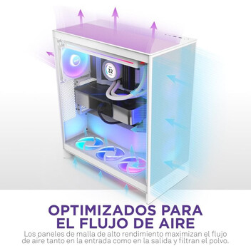 Torre PC NZXT H7 Flow RGB 2024 Cristal Templado USB 3.2 Blanco