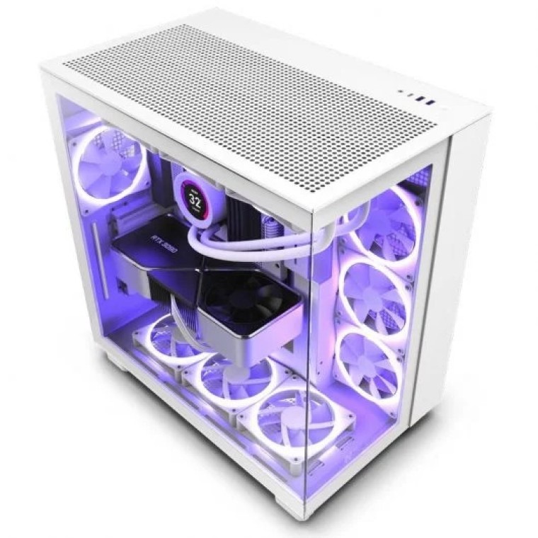 NZXT H9 Flow Mid Tower Cristal Templado USB 3.2 Blanca