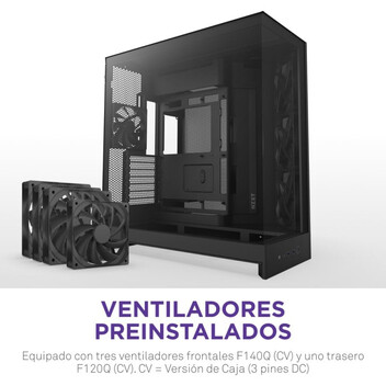 Torre PC Caja NZXT H9 Flow Malla y vidrio templado, 3x140mm, ATX/EATX