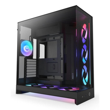 Torre PC Caja NZXT H9 Flow RGB+ Negro Vidrio Templado ATX EATX mATX Mini-ITX Iluminación Multi