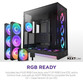 Torre PC Caja NZXT H9 Flow RGB+ Negro Vidrio Templado ATX EATX mATX Mini-ITX Iluminación Multi