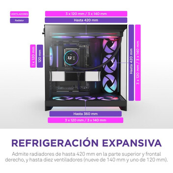 Torre PC Torre NZXT H9 Flow RGB Ventana Lateral Vidrio Templado ATX/EATX Iluminación Negra Torre PC Torre NZXT H9 Flow RGB Ventana Lateral Vidrio Templado ATX/EATX Iluminación Negra
