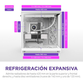Torre PC Torre NZXT H9 Flow Blanco Ventana Templada ATX EATX mATX Mini-ITX 4 Ventiladores Vidrio Tem Torre PC Torre NZXT H9 Flow Blanco Ventana Templada ATX EATX mATX Mini-ITX 4 Ventiladores Vidrio Tem