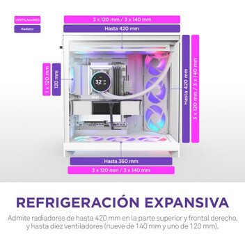Torre PC Caja NZXT H9 Flow RGB Blanco 3x140mm RGB Torre PC Caja NZXT H9 Flow RGB Blanco 3x140mm RGB