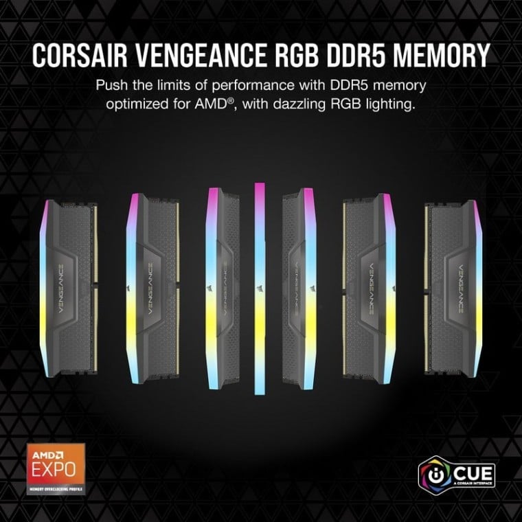 Corsair Vengeance RGB DDR5 5200MHz 32GB 2x16 GB CL40 Optimizado AMD