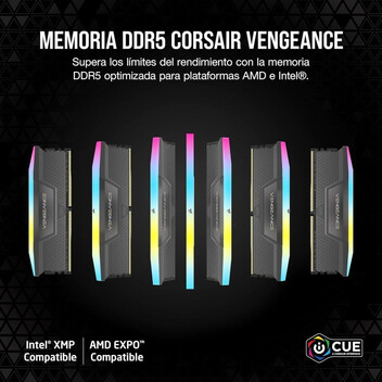 Memoria RAM Corsair Vengeance RGB DDR5 6400MHz 32GB 2x16GB CL32 Memoria Dual AMD EXPO e Intel XMP